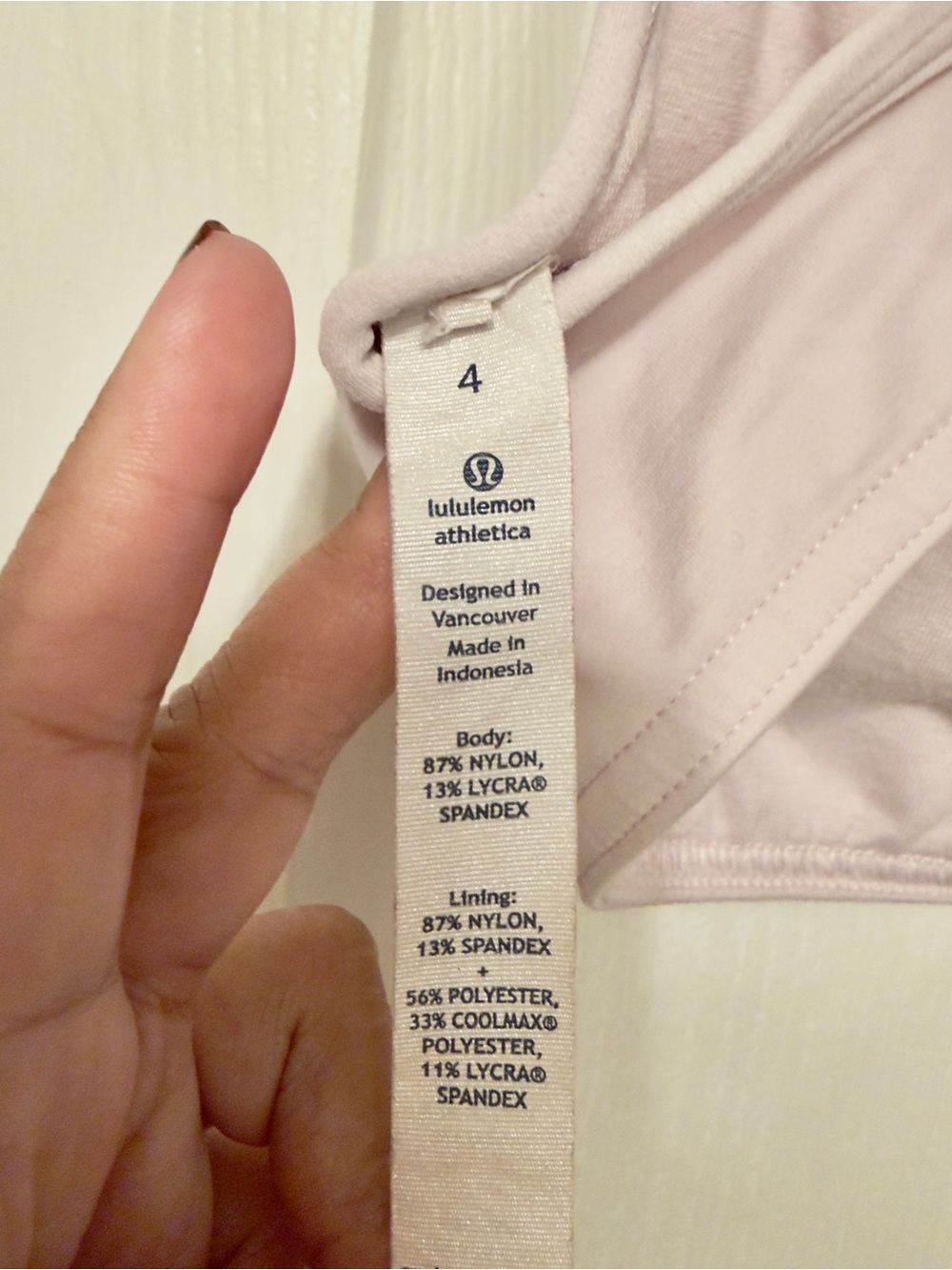 Lululemon Sports Bra Light Pink Women Size 4 - Picture 4 of 5